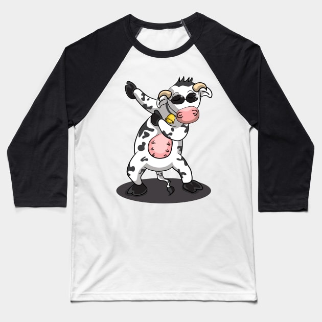 'Dabbing Dancing Cow' Funny Dabbing Animal Gift Baseball T-Shirt by ourwackyhome